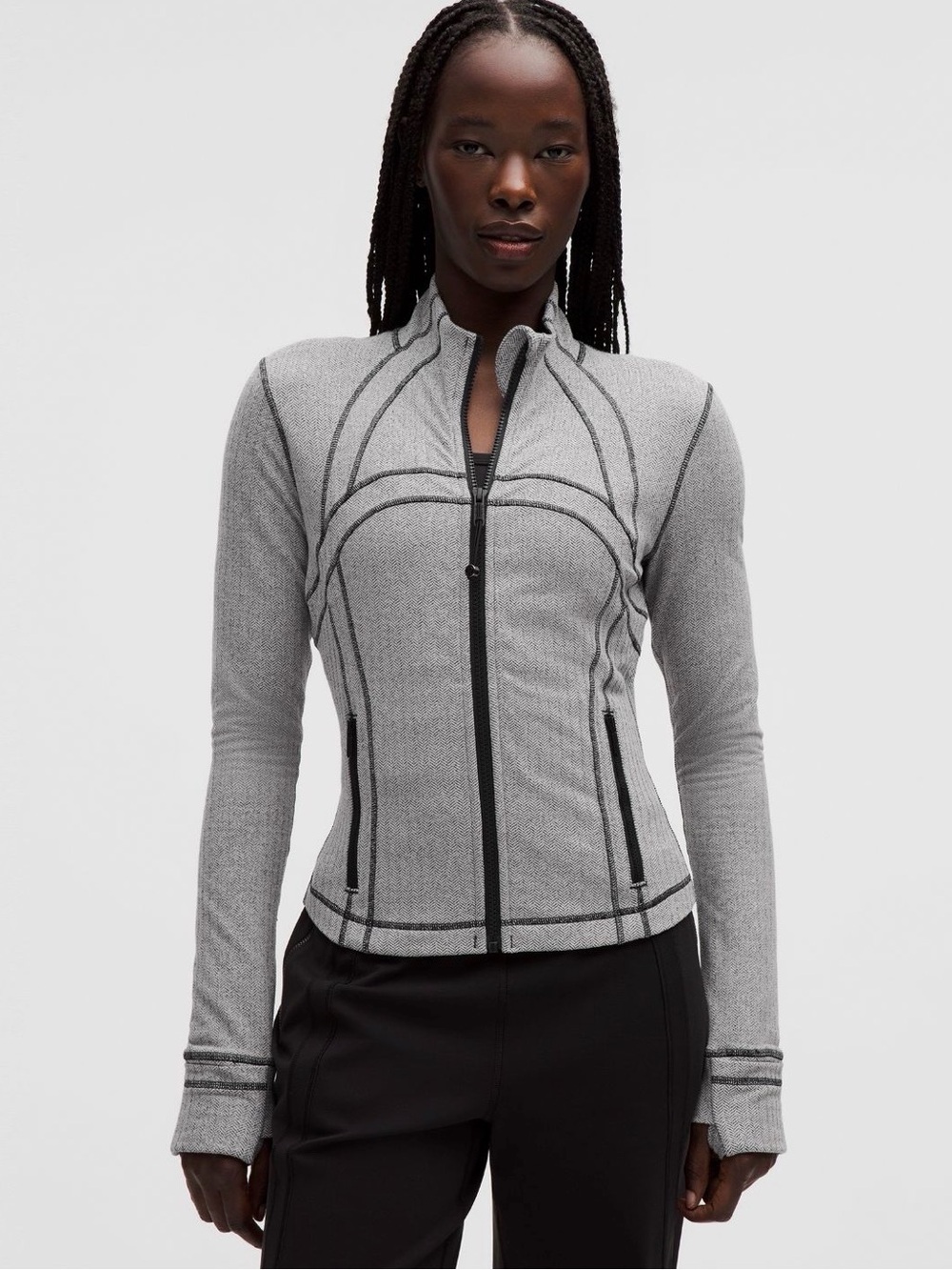 Lululemon crop define jacket herringbone in Light Gray